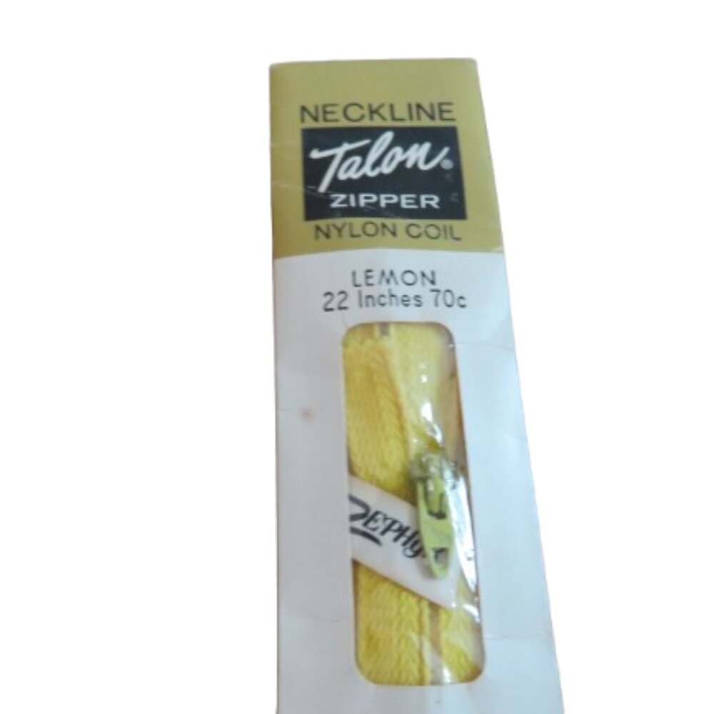 VINTAGE TALON 1960s Zephyr Metal Zipper in Lemon Yellow Retro Hippie NWT